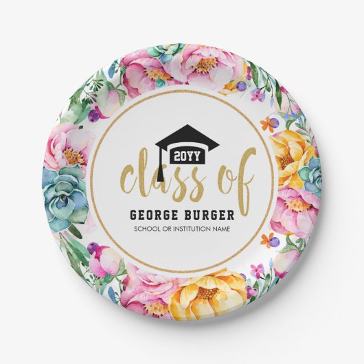 Farbige Blume Circle Grad Design Pappteller (Vorderseite)