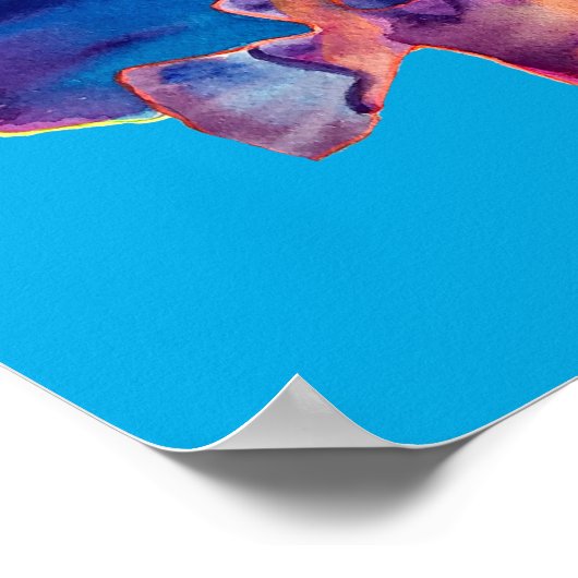 Farbige Blume der Nassfarbe Poster (Ecke)