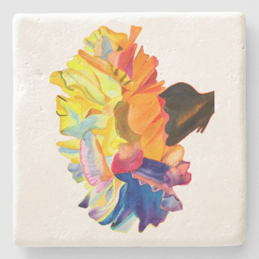 Farbige Blume der Nassfarbe Steinuntersetzer (Vorderseite)