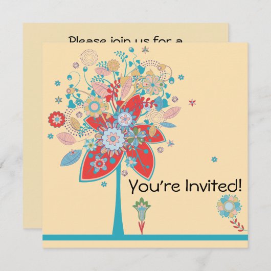 Farbige Blume der Vektorstruktur Farbblicke Versio Einladung (Vorne/Hinten)