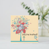 Farbige Blume der Vektorstruktur Farbblicke Versio Einladung (Stehend Vorderseite)