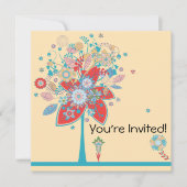 Farbige Blume der Vektorstruktur Farbblicke Versio Einladung (Vorderseite)