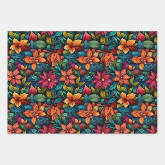 Farbige Blume, die Papierblätter umhüllen Geschenkpapier Set (Vorderseite 3)