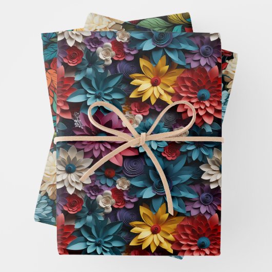 Farbige Blume, die Papierblätter umhüllen Geschenkpapier Set (Beispiel)