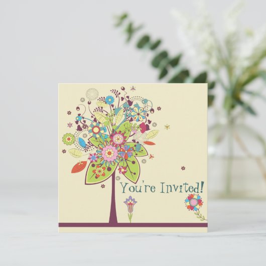 farbige Blume Einladung (Stehend Vorderseite)