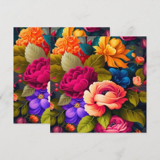 Farbige Blume Einladung (Vorne/Hinten)