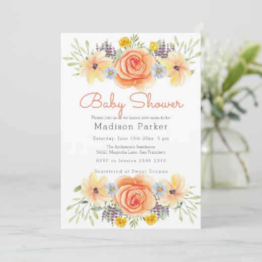 Farbige Blume Einladung (Stehend Vorderseite)