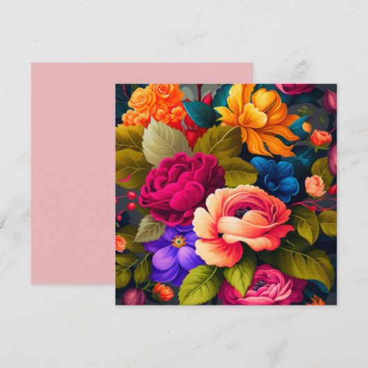 Farbige Blume Einladung (Vorne/Hinten)