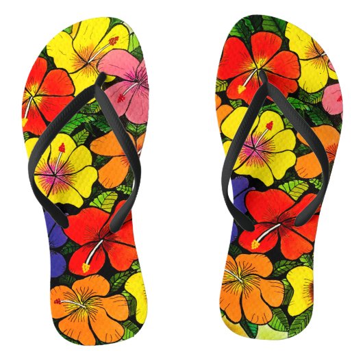 Farbige Blume Flip Flops Badesandalen (Fußbett)