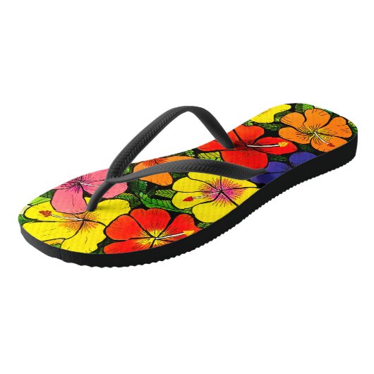 Farbige Blume Flip Flops Badesandalen (Schrägansicht)