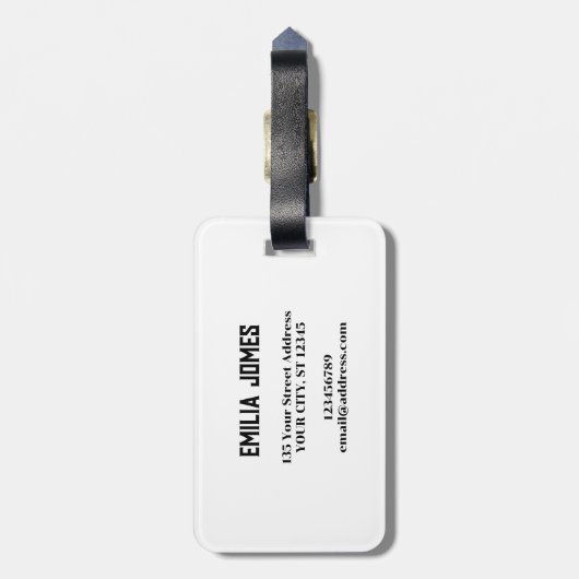 Farbige Blume Floralmonogramm Gepäckanhänger (Rückseite vertikal)