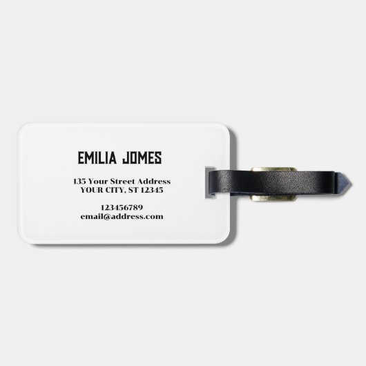 Farbige Blume Floralmonogramm Gepäckanhänger (Rückseite horizontal)