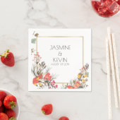 Farbige Blume Frame Gold Akzent Serviette (Beispiel)