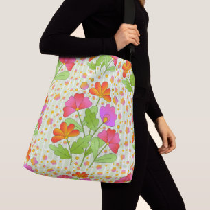 Farbige Blume für große Pop Rosa und orange blassg Tragetaschen Mit Langen Trägern