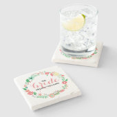 Farbige Blume für Hochzeitskranz Steinuntersetzer (Seitenansicht)