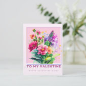Farbige Blume für mein Valentin Postkarte (Stehend Vorderseite)