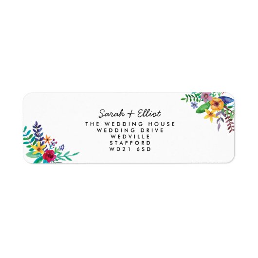 Farbige Blume geben das Adressetikett zurück (Vorne)