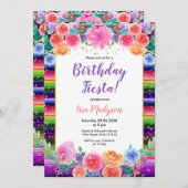 Farbige Blume Geburtstag Fiesta Party Einladung (Vorne/Hinten)