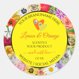 Farbige Blume Gelbe Produktkennzeichnungen mit Her Runder Aufkleber