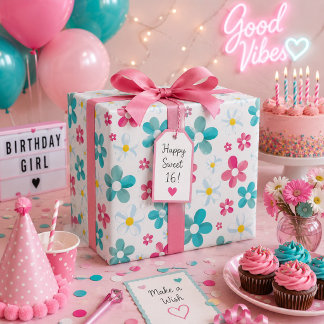 Farbige Blume Geschenkpapier