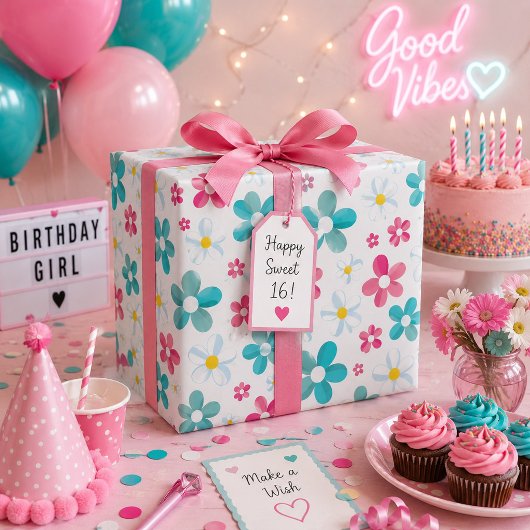 Farbige Blume Geschenkpapier