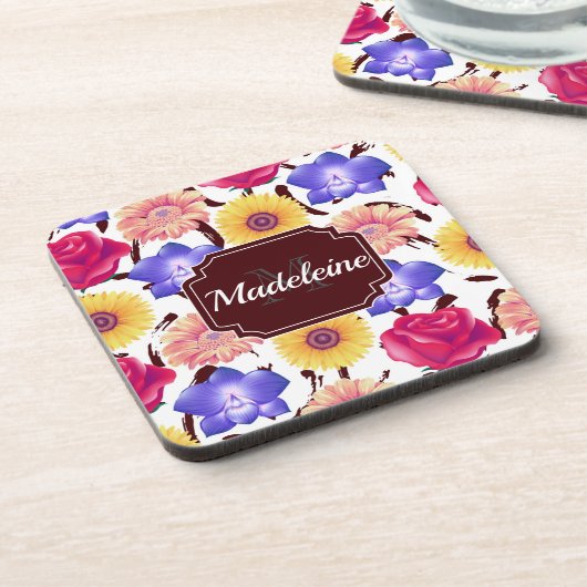 Farbige Blume Getränkeuntersetzer (Linke Seite)