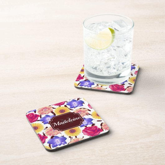 Farbige Blume Getränkeuntersetzer (Rechte Seite)