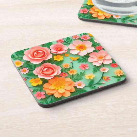 Farbige Blume Getränkeuntersetzer (Linke Seite)