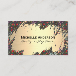 Farbige Blume Gold Metallic Visitenkarte