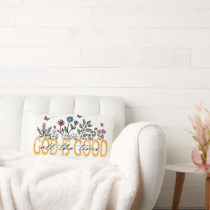 Farbige Blume Gott ist gut, die ganze Zeit zitiere Lendenkissen