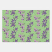 Farbige Blume, grün und lila verpackt Geschenkpapier Set (Vorderseite)