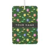 Farbige Blume, grüner Hintergrund, schwarz Autolufterfrischer (Vorderseite)