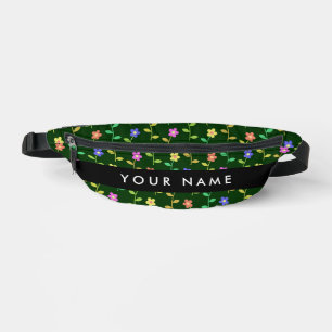 Farbige Blume, grüner Hintergrund, schwarz Bauchtasche