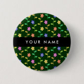 Farbige Blume, grüner Hintergrund, schwarz Button (Vorderseite)