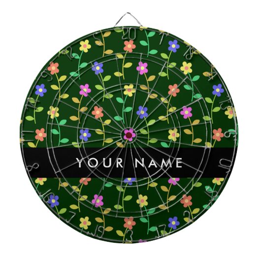 Farbige Blume, grüner Hintergrund, schwarz Dartscheibe (vorne)