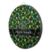 Farbige Blume, grüner Hintergrund, schwarz Dartscheibe (Vorderseite rechts)