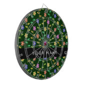 Farbige Blume, grüner Hintergrund, schwarz Dartscheibe (Vorderseite Links)