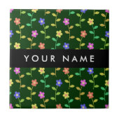 Farbige Blume, grüner Hintergrund, schwarz Fliese (Vorderseite)