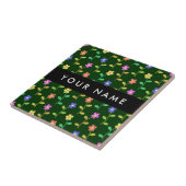 Farbige Blume, grüner Hintergrund, schwarz Fliese (Seite)