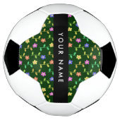 Farbige Blume, grüner Hintergrund, schwarz Fußball (Gedreht)