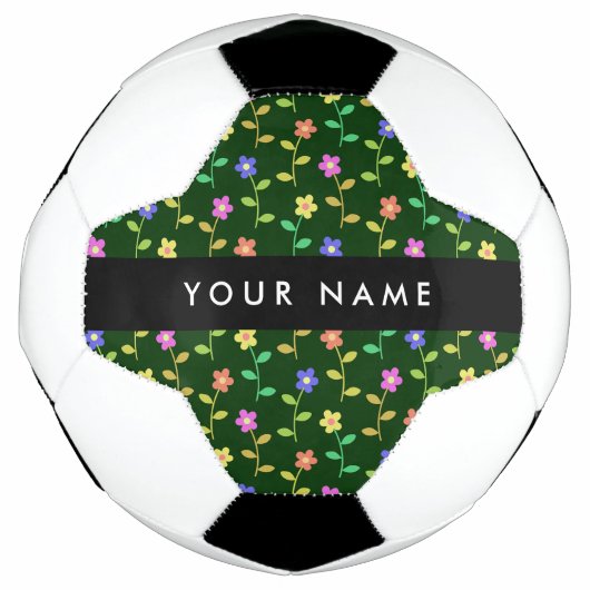 Farbige Blume, grüner Hintergrund, schwarz Fußball (Vorderseite)