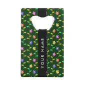 Farbige Blume, grüner Hintergrund, schwarz Geldbeutel Flaschenöffner (Rückseite)