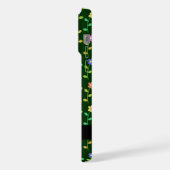 Farbige Blume, grüner Hintergrund, schwarz iPhone Hülle (Linke Seite)