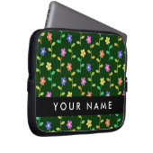 Farbige Blume, grüner Hintergrund, schwarz Laptopschutzhülle (Vorne Rechts)