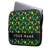 Farbige Blume, grüner Hintergrund, schwarz Laptopschutzhülle (Vorderseite Links)