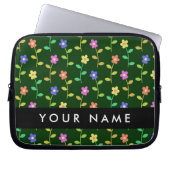 Farbige Blume, grüner Hintergrund, schwarz Laptopschutzhülle (Vorderseite)
