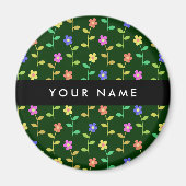 Farbige Blume, grüner Hintergrund, schwarz Magnet (Vorne)