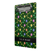 Farbige Blume, grüner Hintergrund, schwarz Mini Klemmbrett (Gewinkelt2)