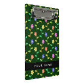 Farbige Blume, grüner Hintergrund, schwarz Mini Klemmbrett (Schrägansicht)