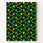 Farbige Blume, grüner Hintergrund, schwarz Notizblock (Rückseite)